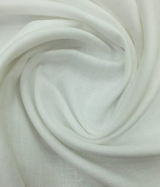 Linen Club White 100% Pure Linen 60 LEA Self Check Shirt Fabric (1.60 M)