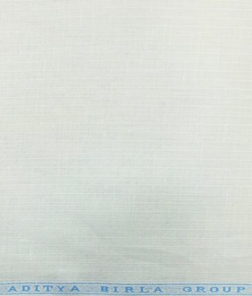 Linen Club White 100% Pure Linen 60 LEA Self Stripes Shirt Fabric (1.60 M)