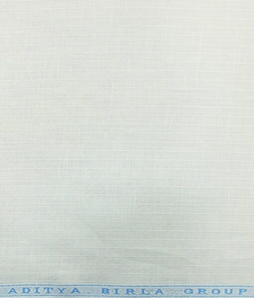 Linen Club White 100% Pure Linen 60 LEA Self Stripes Shirt Fabric (1.60 M)
