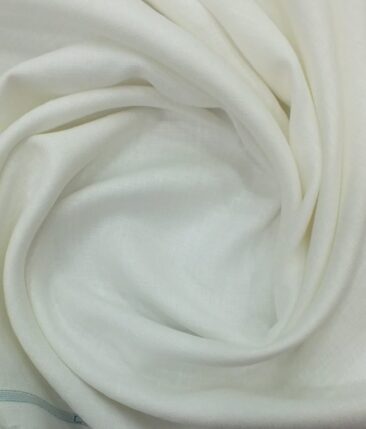 Linen Club White 100% Pure Linen 60 LEA Self Structured Shirt Fabric (1.60 M)