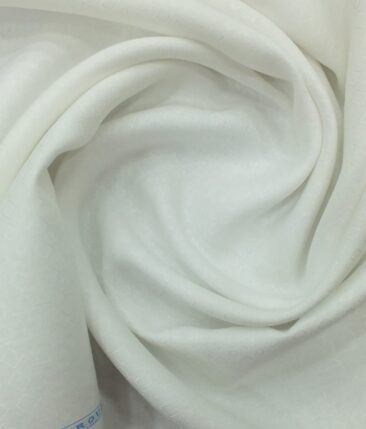 Linen Club White 100% Pure Linen 60 LEA Jacquard Structured Shirt Fabric (1.60 M)