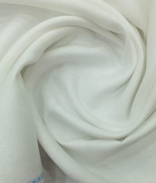 Linen Club White 100% Pure Linen 60 LEA Jacquard Structured Shirt Fabric (1.60 M)