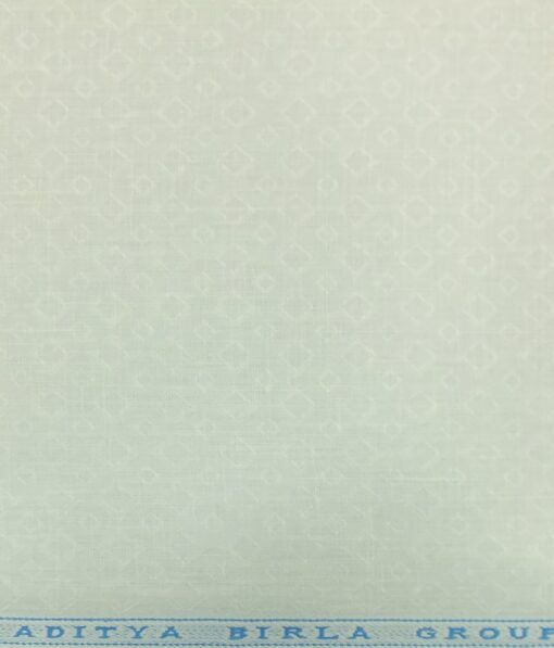 Linen Club White 100% Pure Linen 60 LEA Jacquard Structured Shirt Fabric (1.60 M)