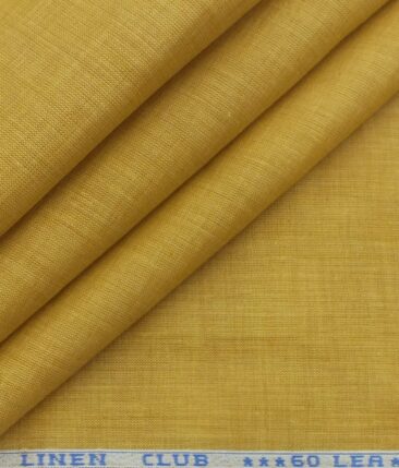 Linen Club Butterscotch Beige 100% Pure Linen 60 LEA Self Design Shirt Fabric (1.60 M)