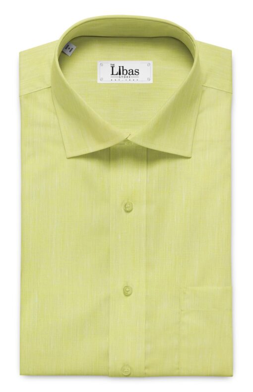 Linen Club Light Daffodil Yellow 100% Pure Linen 60 LEA Self Design Shirt Fabric (1.60 M)