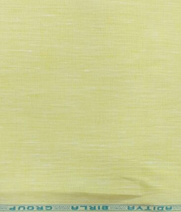 Linen Club Light Daffodil Yellow 100% Pure Linen 60 LEA Self Design Shirt Fabric (1.60 M)