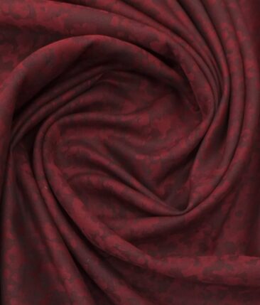 Linen Club Dark Maroon 100% Pure Linen 60 LEA Jacquard Structured Shirt Fabric (1.60 M)
