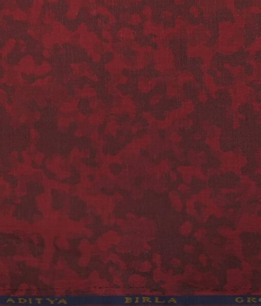 Linen Club Dark Maroon 100% Pure Linen 60 LEA Jacquard Structured Shirt Fabric (1.60 M)