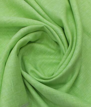 Linen Club Light Lime Green 100% Pure Linen 60 LEA Self Design Shirt Fabric (1.60 M)