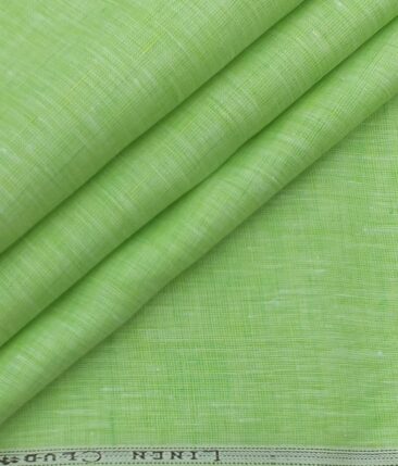 Linen Club Light Lime Green 100% Pure Linen 60 LEA Self Design Shirt Fabric (1.60 M)