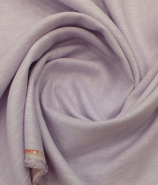 Linen Club Light Purple 100% Pure Linen 60 LEA Self Design Shirt Fabric (1.60 M)