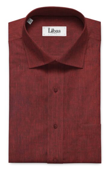 Linen Club Maroon Red 100% Pure Linen 60 LEA Self Design Shirt Fabric (1.60 M)