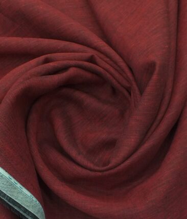 Linen Club Maroon Red 100% Pure Linen 60 LEA Self Design Shirt Fabric (1.60 M)