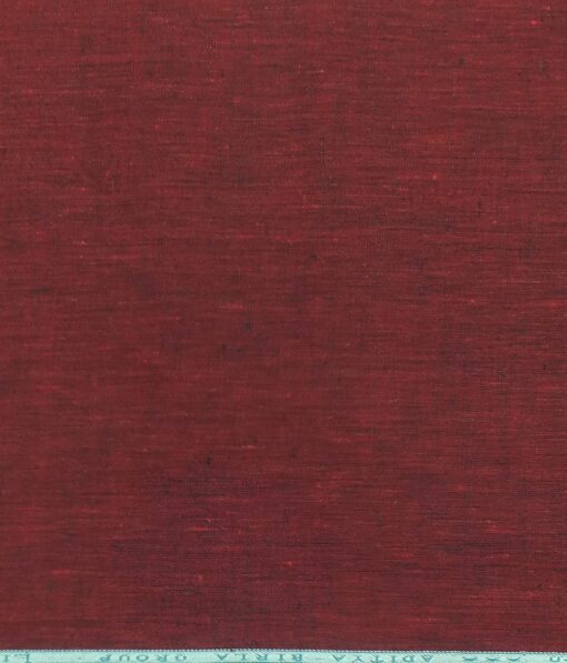 Linen Club Maroon Red 100% Pure Linen 60 LEA Self Design Shirt Fabric (1.60 M)