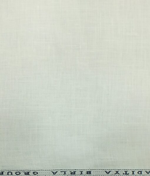 Linen Club White 100% Pure Linen 100 LEA Self Design Shirt Fabric (1.60 M)