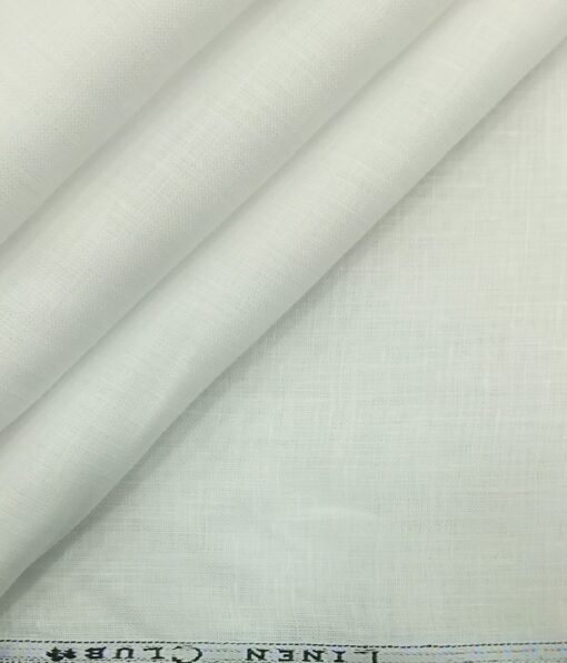 Linen Club White 100% Pure Linen 100 LEA Self Design Shirt Fabric (1.60 M)
