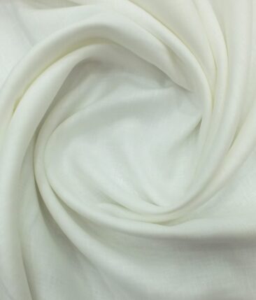 Linen Club Off-White 100% Super Fine Pure Linen 100 LEA Self Design Shirt Fabric (1.60 M)