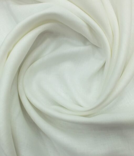 Linen Club Off-White 100% Super Fine Pure Linen 100 LEA Self Design Shirt Fabric (1.60 M)