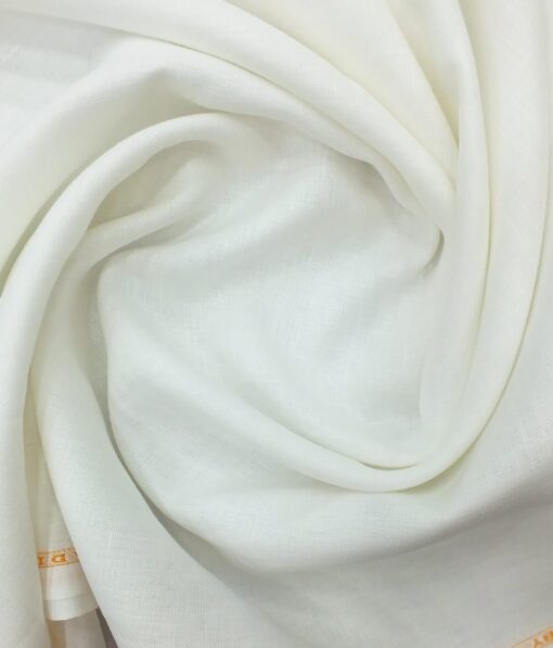 Linen Club White 100% Pure Linen Solids Shirt Fabric (1.60 M)