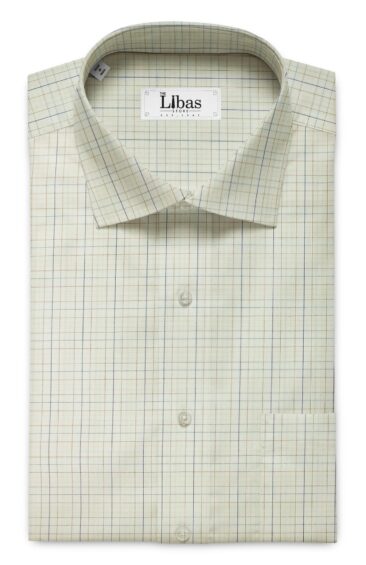 Arvind Men's Cream 100% Premium Cotton Red & Blue Check Shirt Fabric (1.60 M)