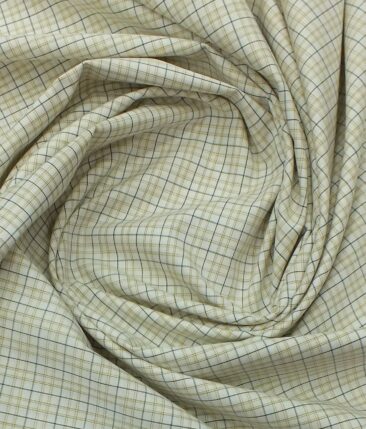 Arvind Men's Off White 100% Premium Cotton Multicolor Check Shirt Fabric (1.60 M)