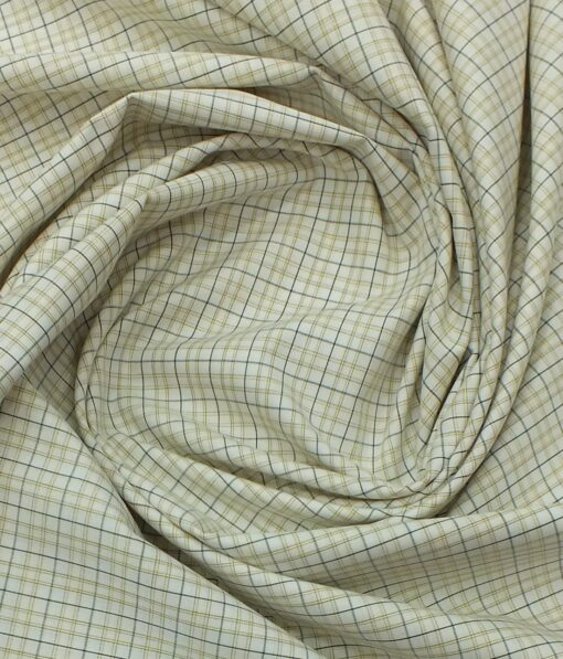 Arvind Men's Off White 100% Premium Cotton Multicolor Check Shirt Fabric (1.60 M)
