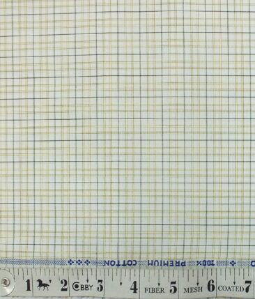 Arvind Men's Off White 100% Premium Cotton Multicolor Check Shirt Fabric (1.60 M)