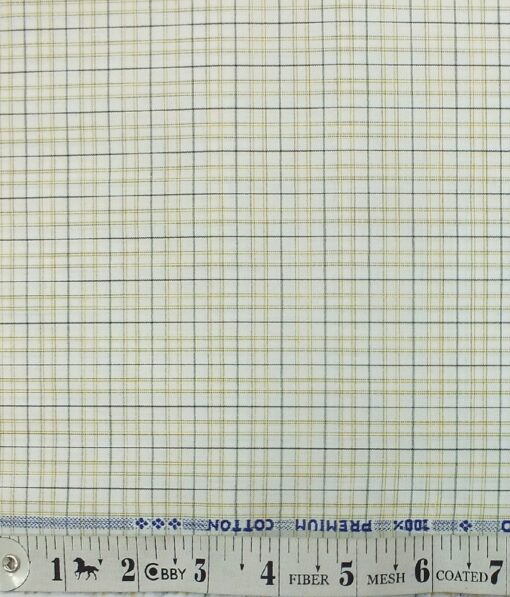 Arvind Men's Off White 100% Premium Cotton Multicolor Check Shirt Fabric (1.60 M)