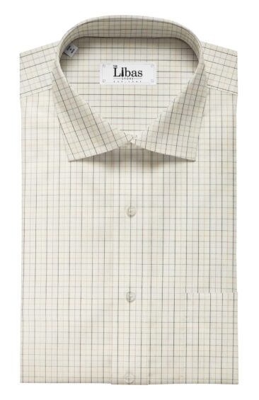 Arvind Men's Off White 100% Premium Cotton Dark Purple Check Shirt Fabric (1.60 M)