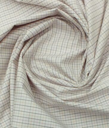 Arvind Men's Off White 100% Premium Cotton Dark Purple Check Shirt Fabric (1.60 M)