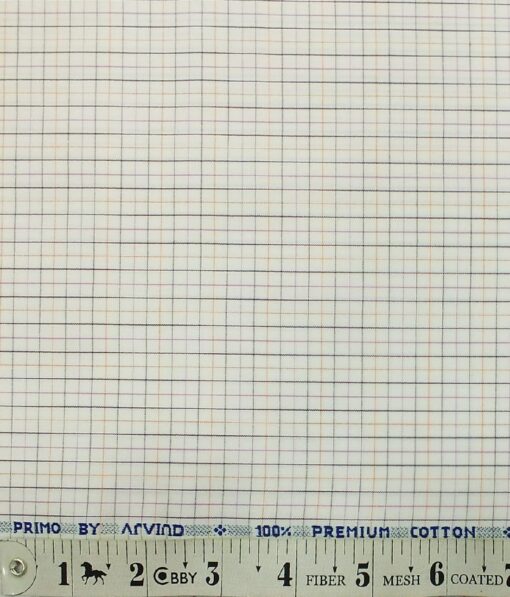 Arvind Men's Off White 100% Premium Cotton Dark Purple Check Shirt Fabric (1.60 M)