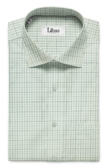 Arvind Men's Off- White 100% Premium Cotton Green Check Shirt Fabric (1.60 M)