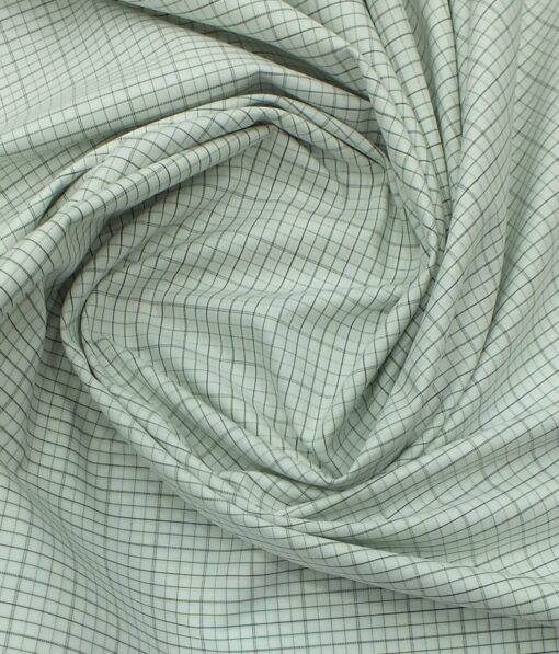Arvind Men's Off- White 100% Premium Cotton Green Check Shirt Fabric (1.60 M)