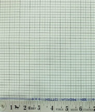 Arvind Men's Off- White 100% Premium Cotton Green Check Shirt Fabric (1.60 M)