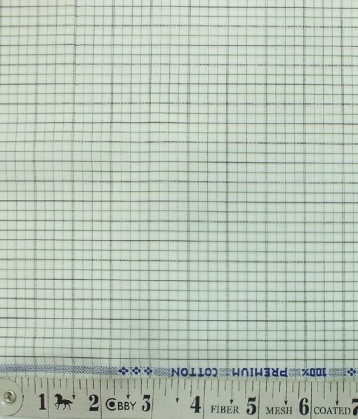 Arvind Men's Off- White 100% Premium Cotton Green Check Shirt Fabric (1.60 M)