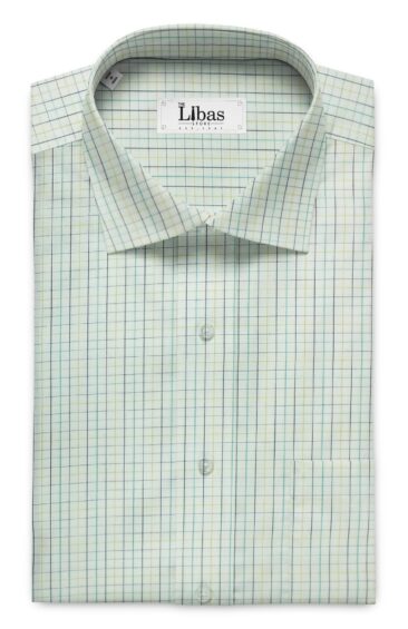 Arvind Men's Off- White 100% Premium Cotton Multicolor Check Shirt Fabric (1.60 M)