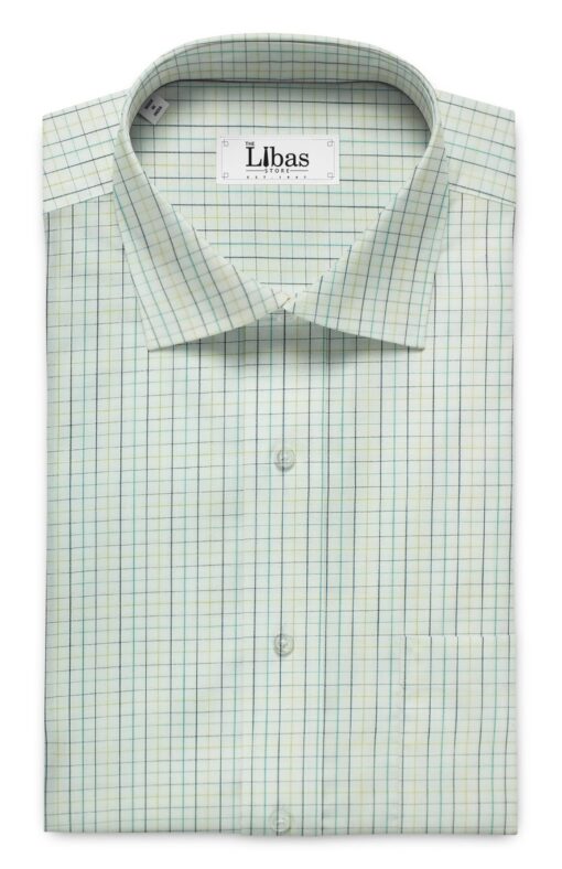 Arvind Men's Off- White 100% Premium Cotton Multicolor Check Shirt Fabric (1.60 M)