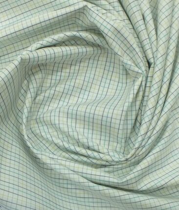 Arvind Men's Off- White 100% Premium Cotton Multicolor Check Shirt Fabric (1.60 M)