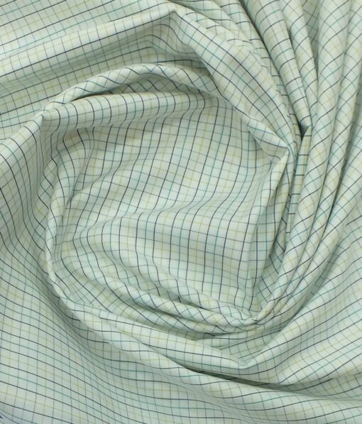 Arvind Men's Off- White 100% Premium Cotton Multicolor Check Shirt Fabric (1.60 M)
