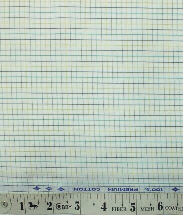 Arvind Men's Off- White 100% Premium Cotton Multicolor Check Shirt Fabric (1.60 M)
