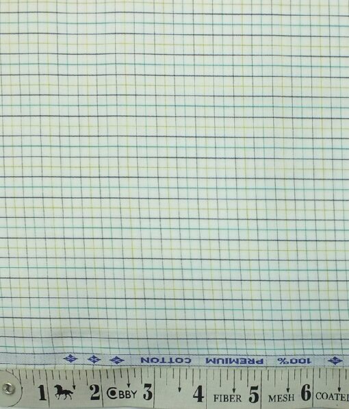 Arvind Men's Off- White 100% Premium Cotton Multicolor Check Shirt Fabric (1.60 M)