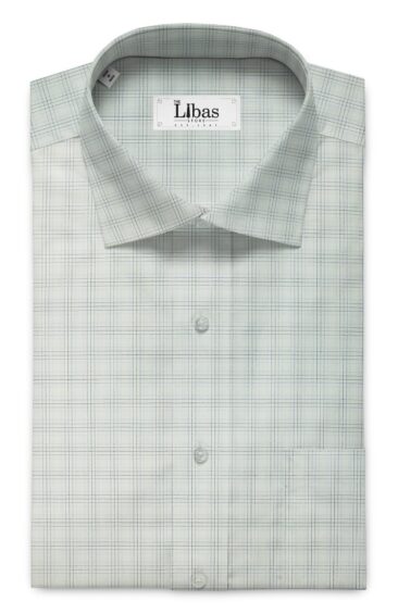 Arvind Men's White 100% Premium Cotton Blue & Black Check Shirt Fabric (1.60 M)