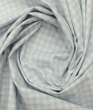 Arvind Men's White 100% Premium Cotton Blue & Black Check Shirt Fabric (1.60 M)