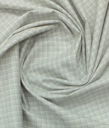 Arvind Men's White 100% Premium Cotton Grey Check Shirt Fabric (1.60 M)
