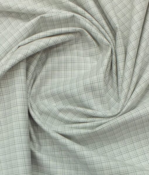 Arvind Men's White 100% Premium Cotton Grey Check Shirt Fabric (1.60 M)