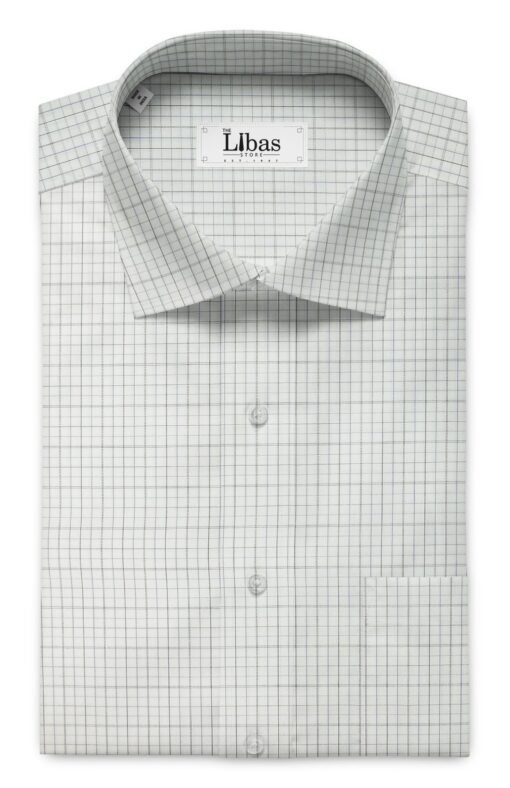 Arvind Men's White 100% Premium Cotton Purple Check Shirt Fabric (1.60 M)