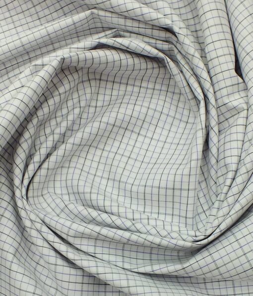 Arvind Men's White 100% Premium Cotton Purple Check Shirt Fabric (1.60 M)