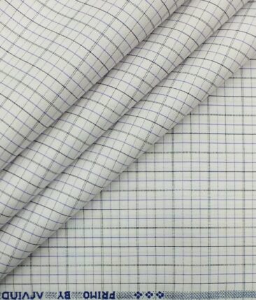 Arvind Men's White 100% Premium Cotton Purple Check Shirt Fabric (1.60 M)
