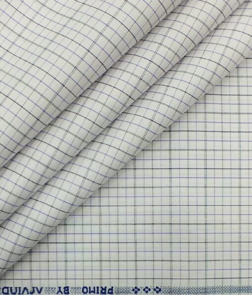Arvind Men's White 100% Premium Cotton Purple Check Shirt Fabric (1.60 M)