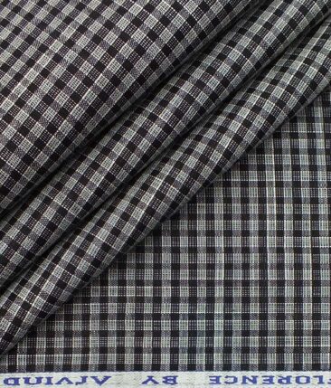 Arvind Men's 100% Premium Cotton Khadi Look Dark Grey & Black Check Shirt Fabric (1.60 M)